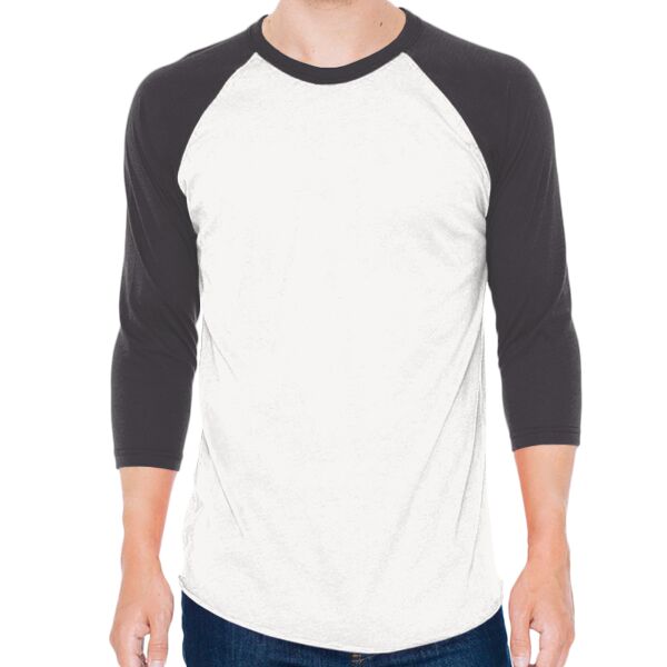 Unisex USA-Made 50/50 Poly/Cotton Raglan Three-Quarter Sleeve Tee Thumbnail
